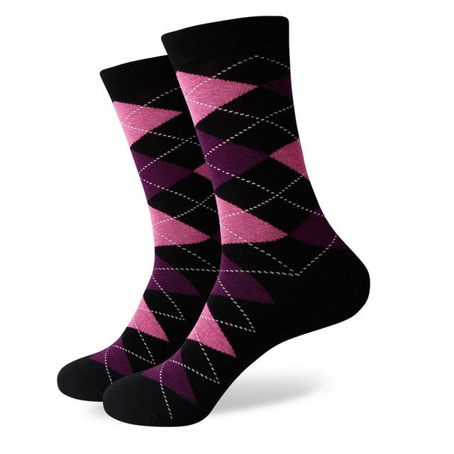 Black Pink Violet Argyle Socks