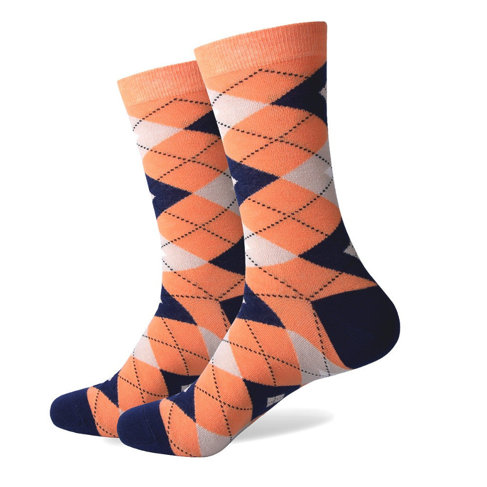 Orange Blue Argyle Socks
