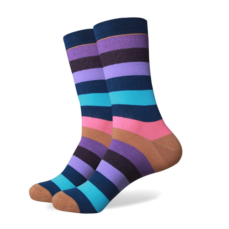 Blue Violet Pink Multi Colour Stripes Socks