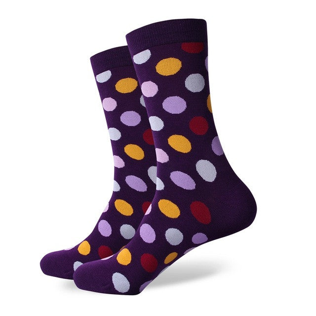 Violet Multi Coloured Big Polka Socks