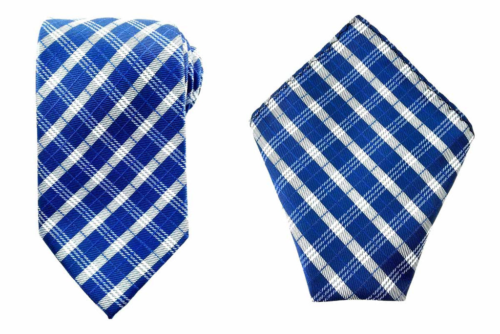 mens blue necktie pocket square