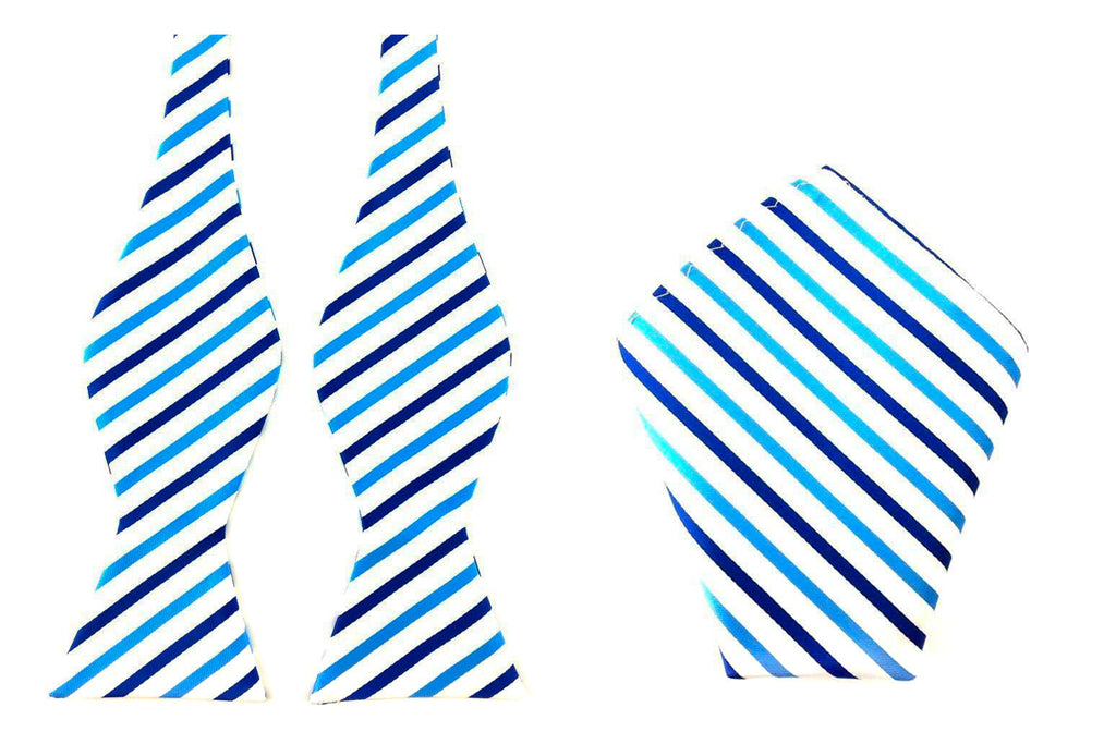 self-tied stripe bowtie & pocket square