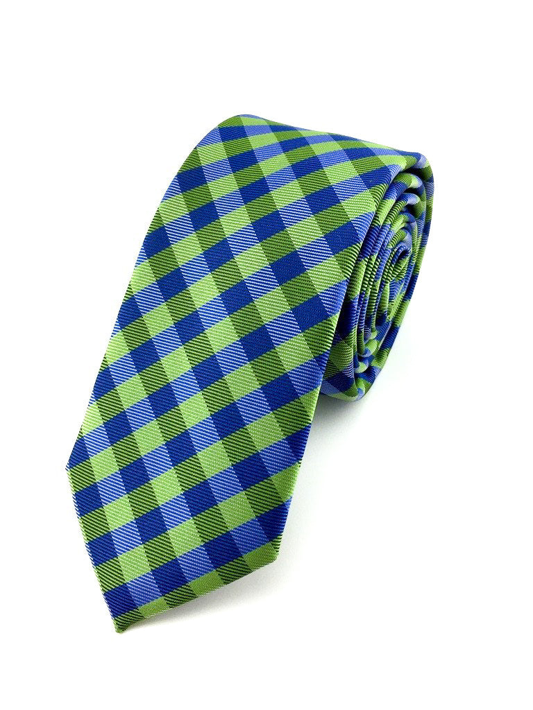 green check slim tie