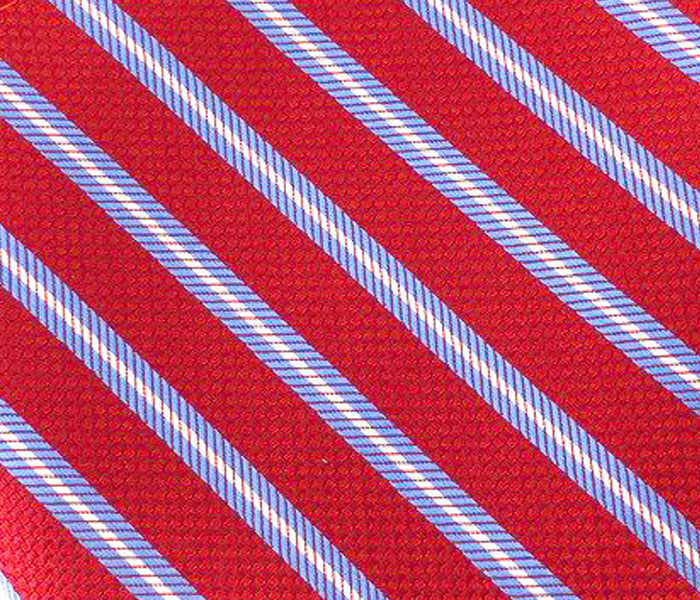 Maroon Red, Blue and Cream Striped Self-Tied Bow Tie