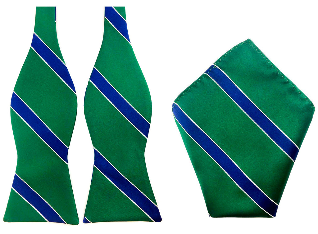 stripe self bow tie hankie set