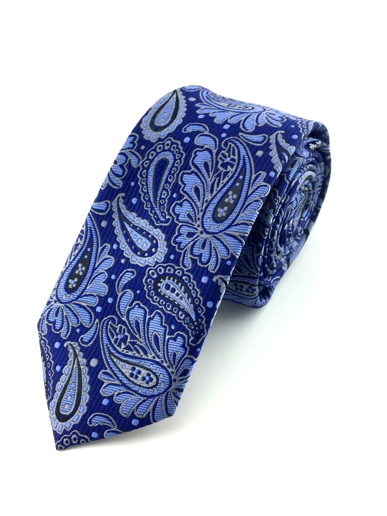 Blue Pattern Paisley Skinny Tie