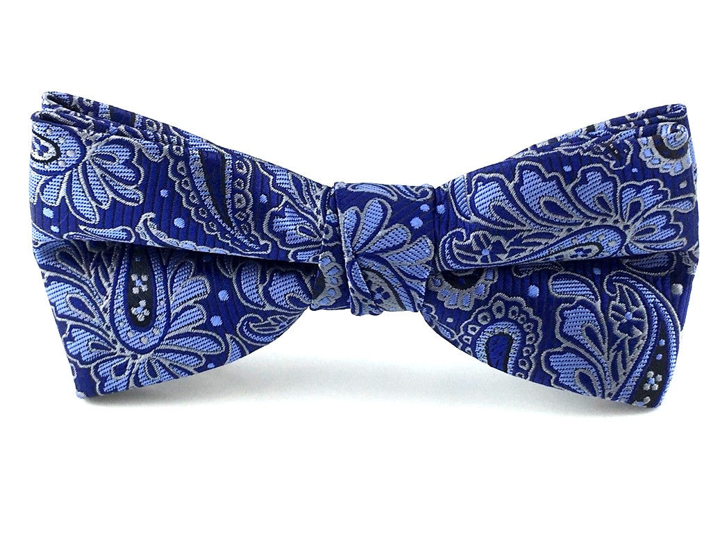 Blue Pattern Paisley Bow Tie