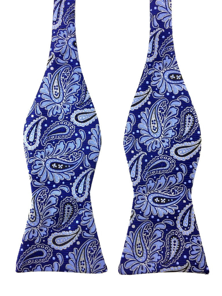 Blue Pattern Paisley Self-Tied Bow Tie