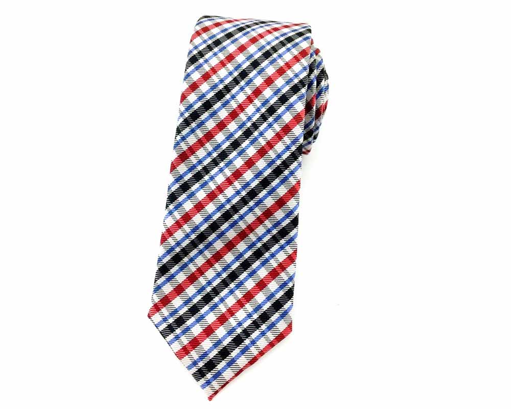 red stripe check skinny tie