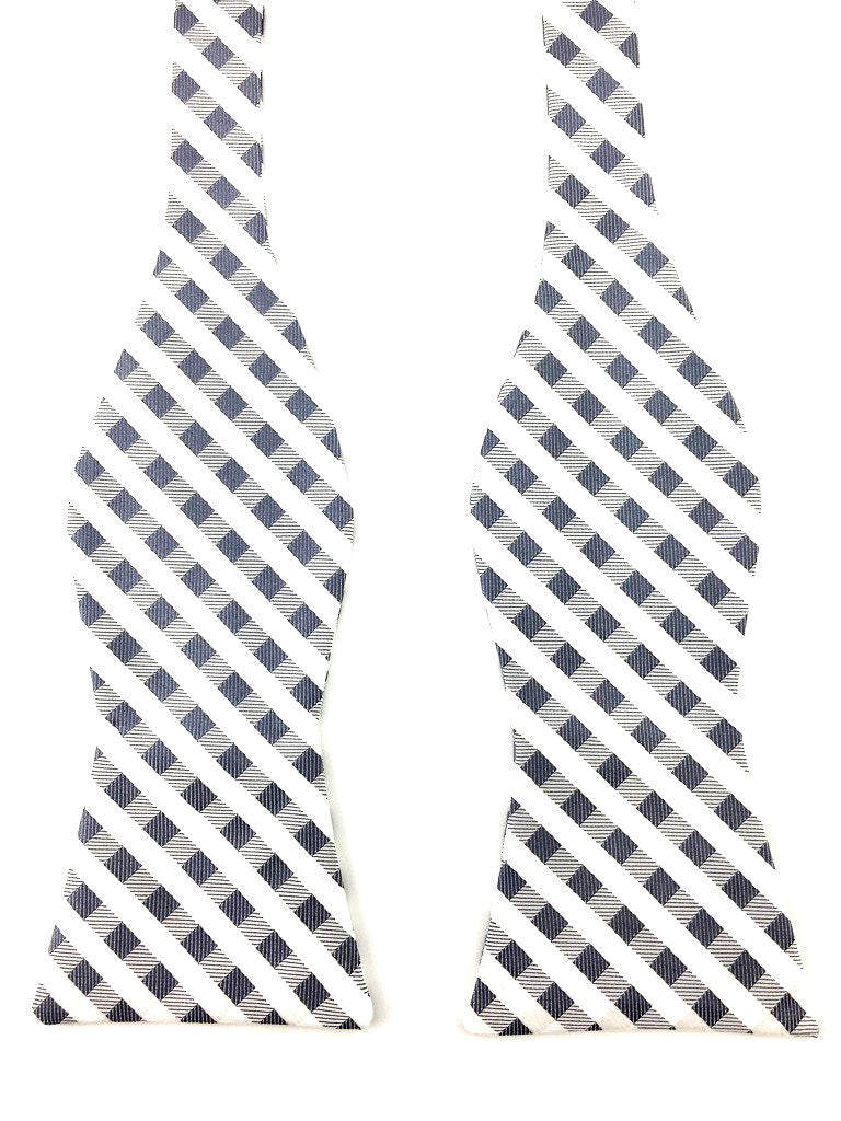 self tied checkered bowtie