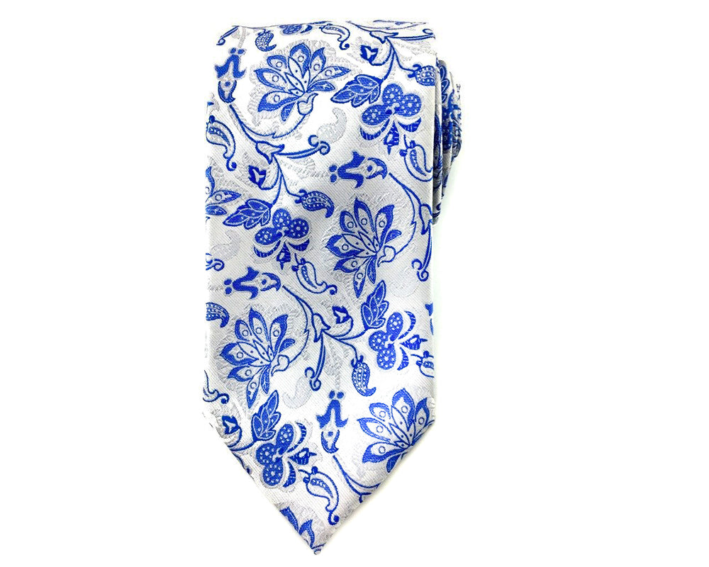 Blue Paisley Floral Necktie