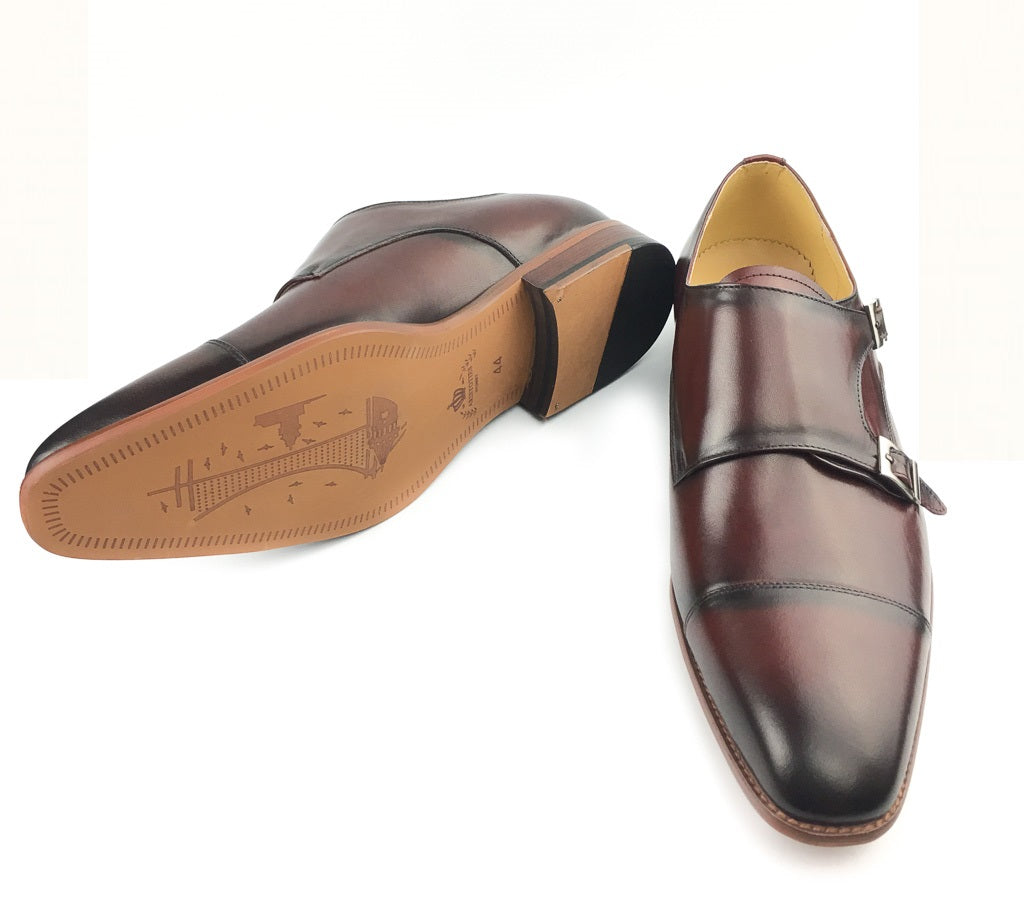 Midcap Toe Double Strap Monk - Wine