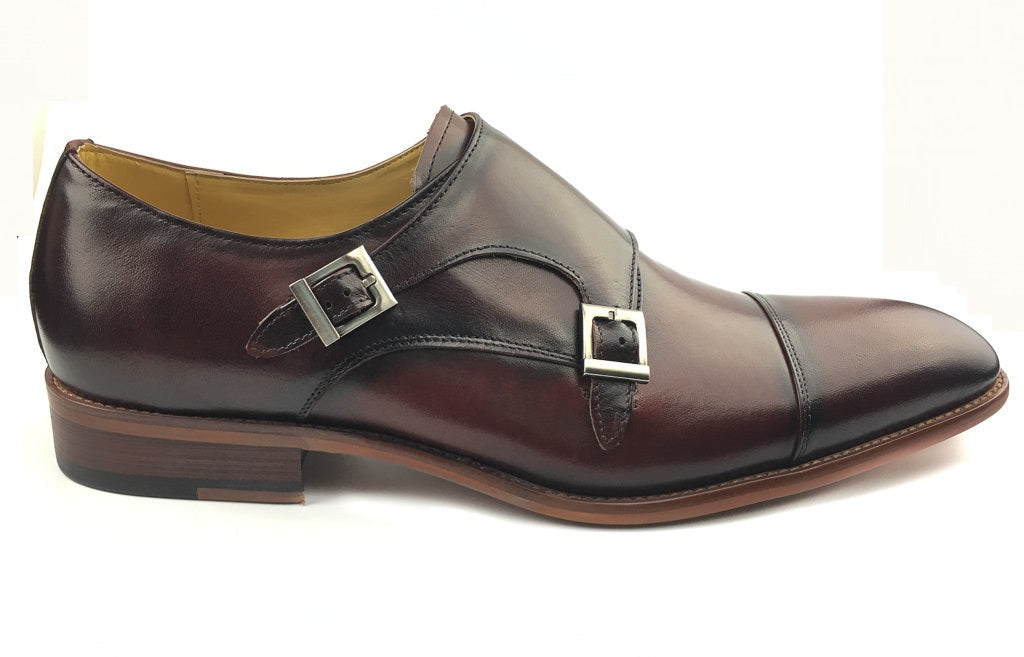 Midcap Toe Double Strap Monk - Wine