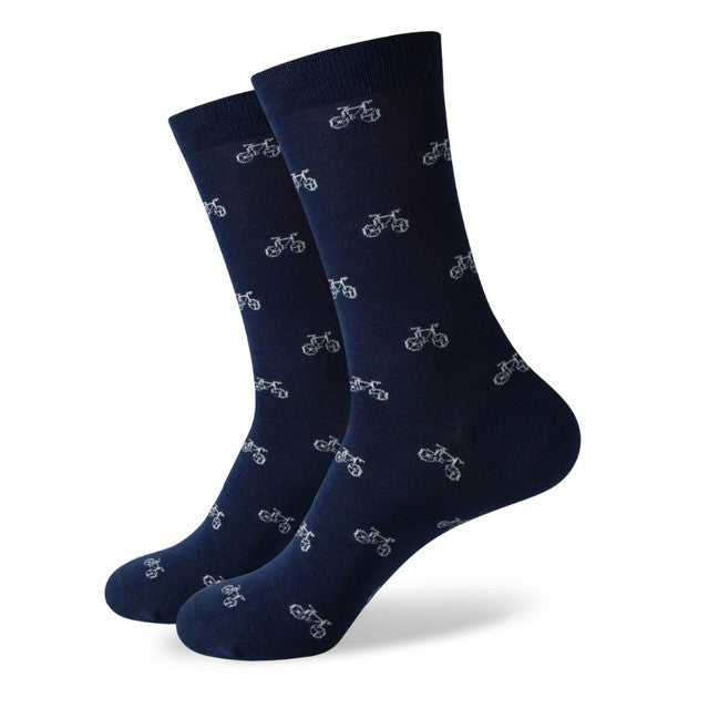 Navy Blue White Bicycle Socks