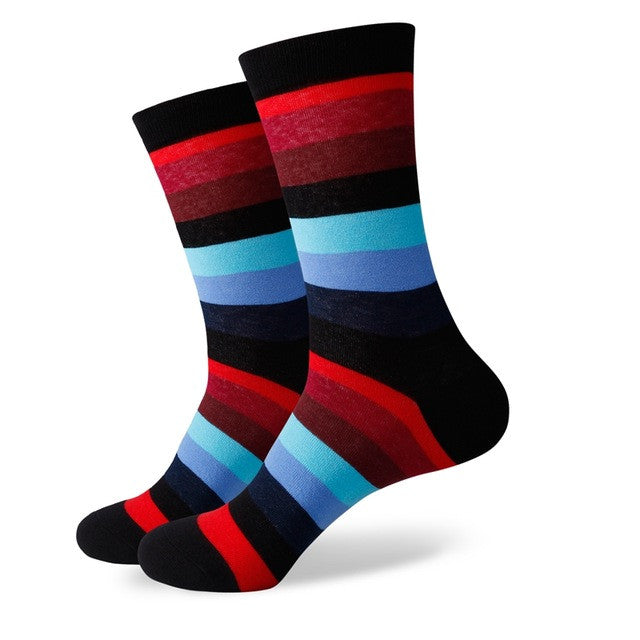 Blue Red Black Striped Socks