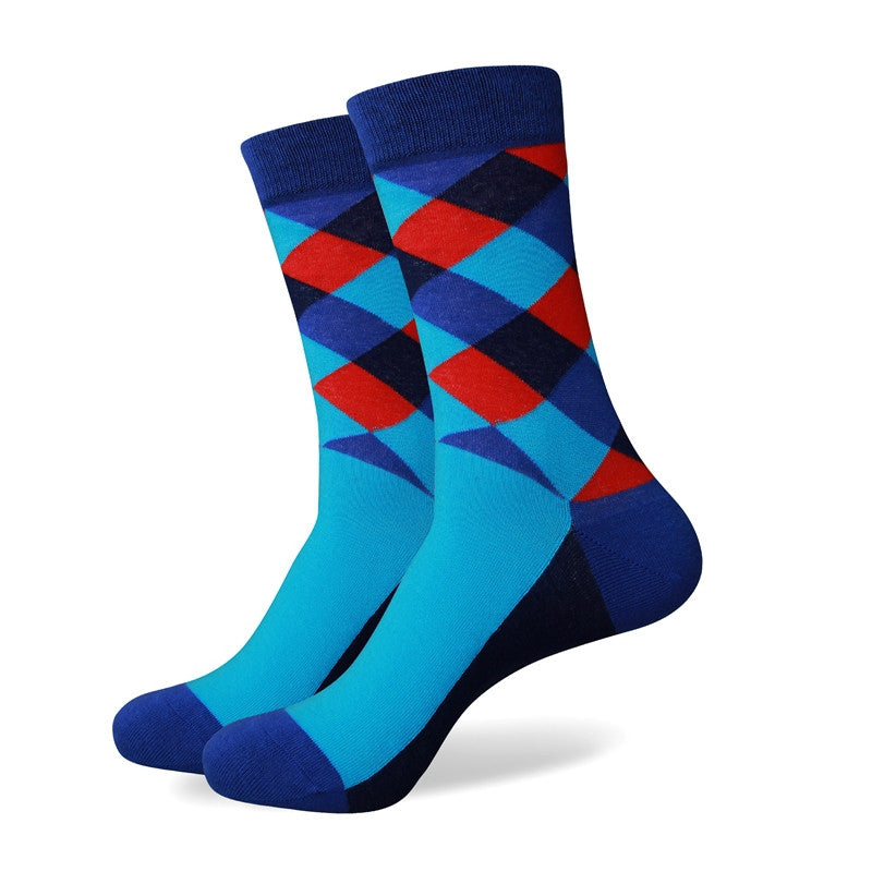 Blue Red Black Diamond Socks