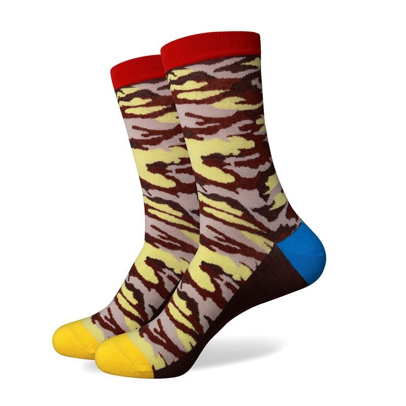 Yellow Brown Patterned Socks