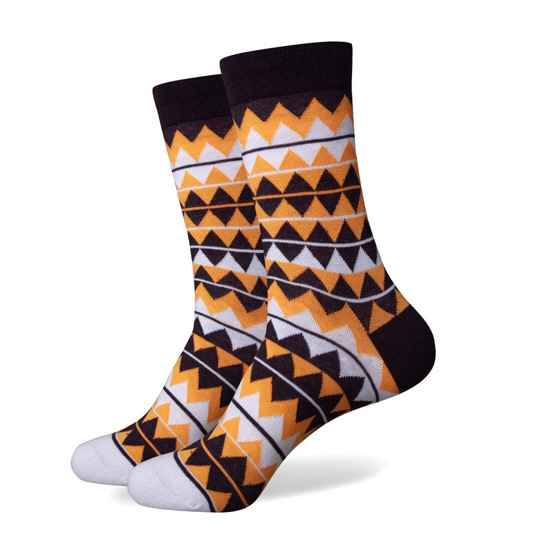 Orange Black White Patterned Socks