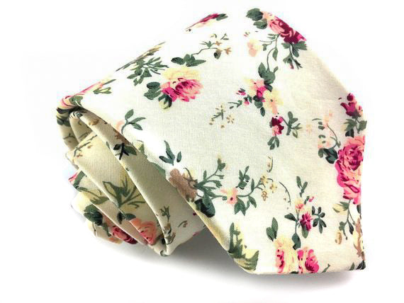 floral beige neck tie