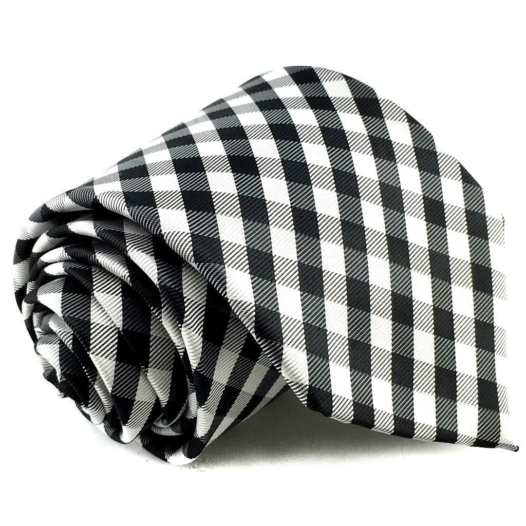 Black White Check Neck Tie