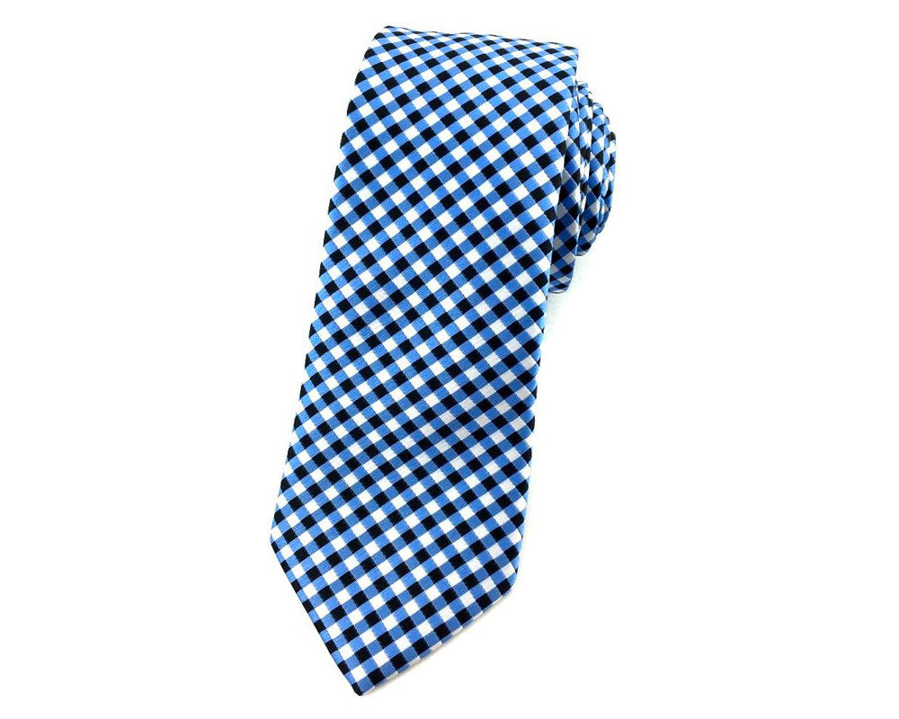 blue black gingham tie