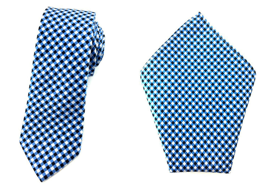 check skinny tie handkerchief