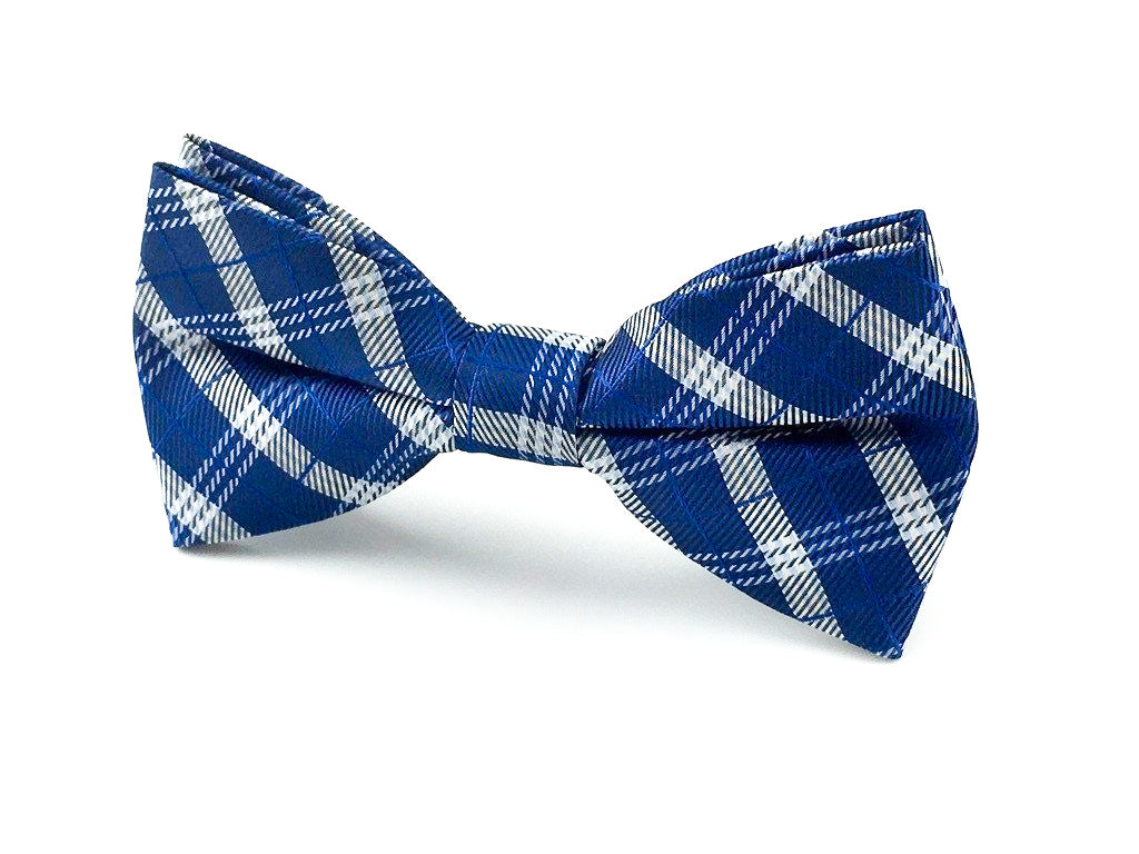 blue check bow ties