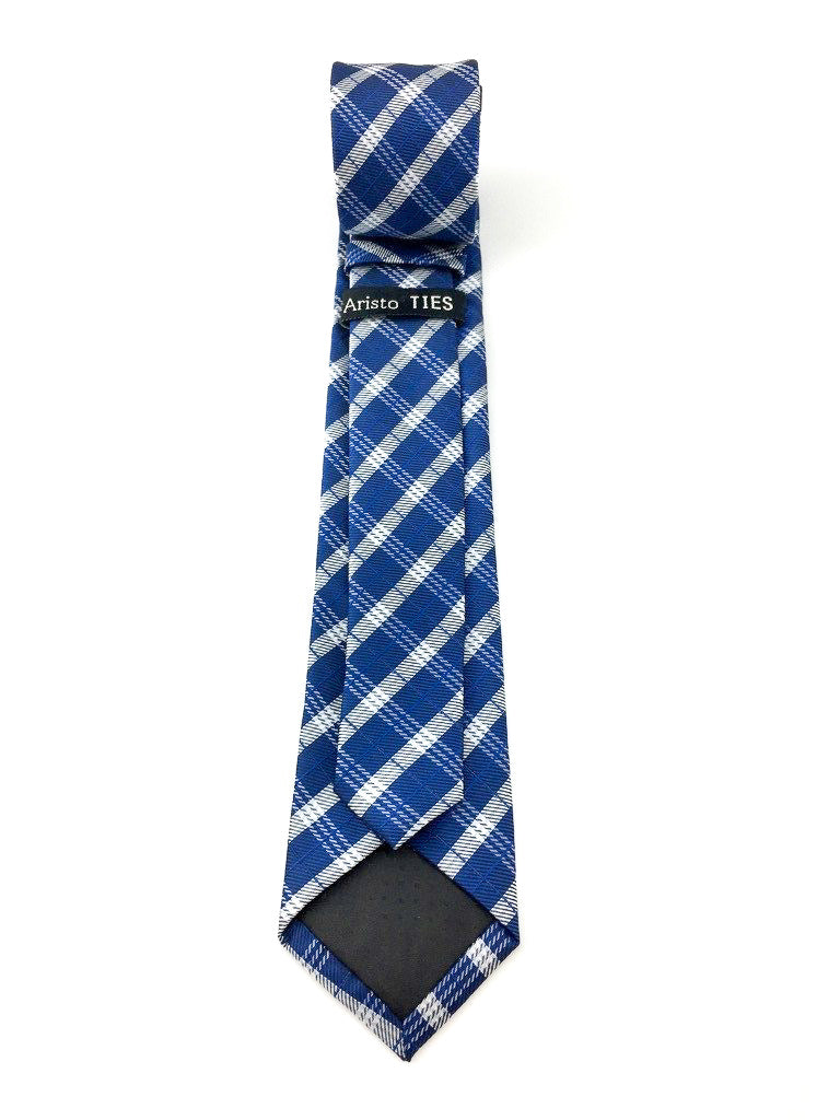 blue check necktie