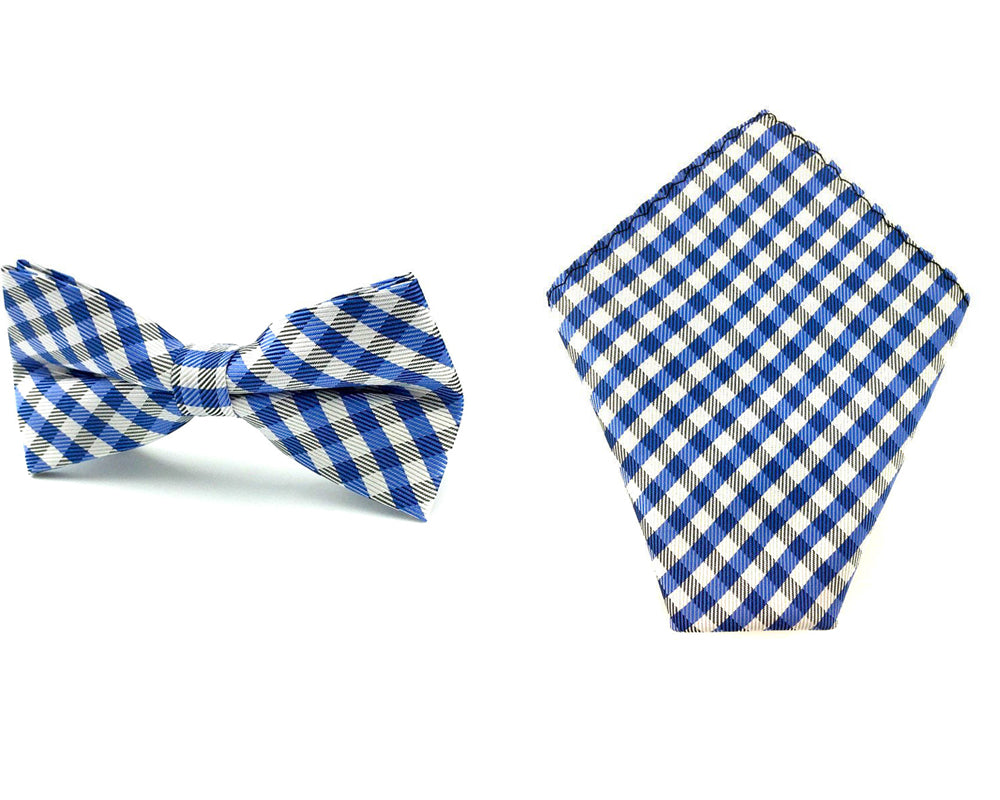 gingham bow tie and hankie set