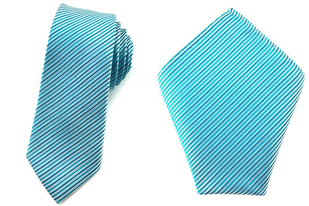 stripe skinny tie pocket square