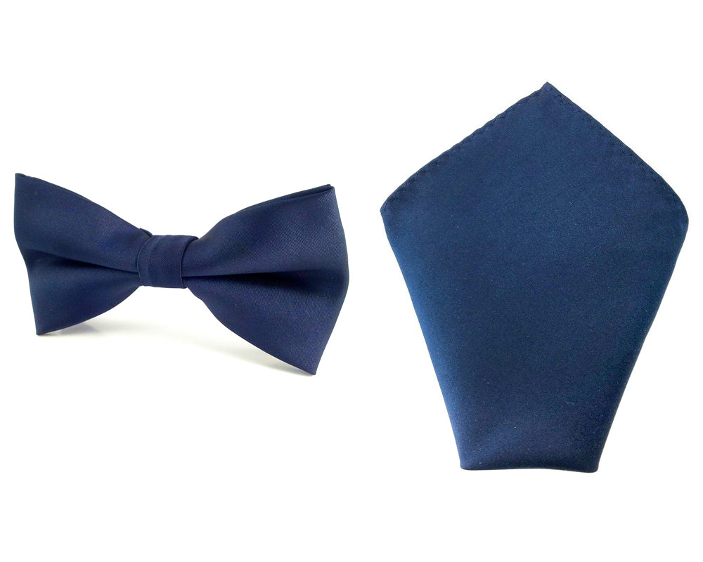 navy blue bowtie handkerchief set