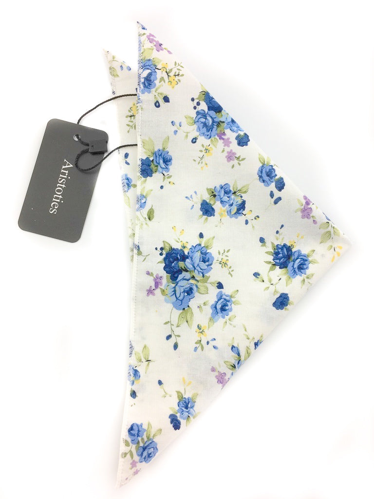 blue floral handkerchief