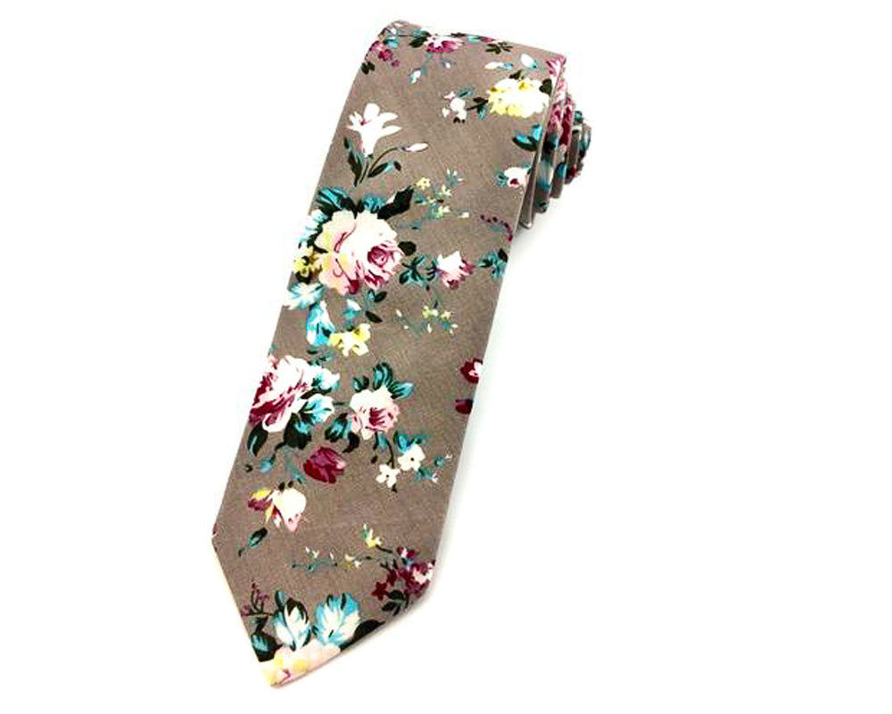grey floral neckties