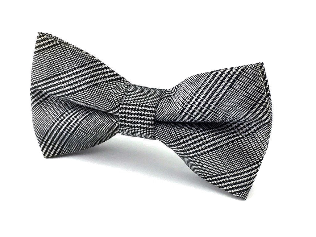 grey plaid bow tie