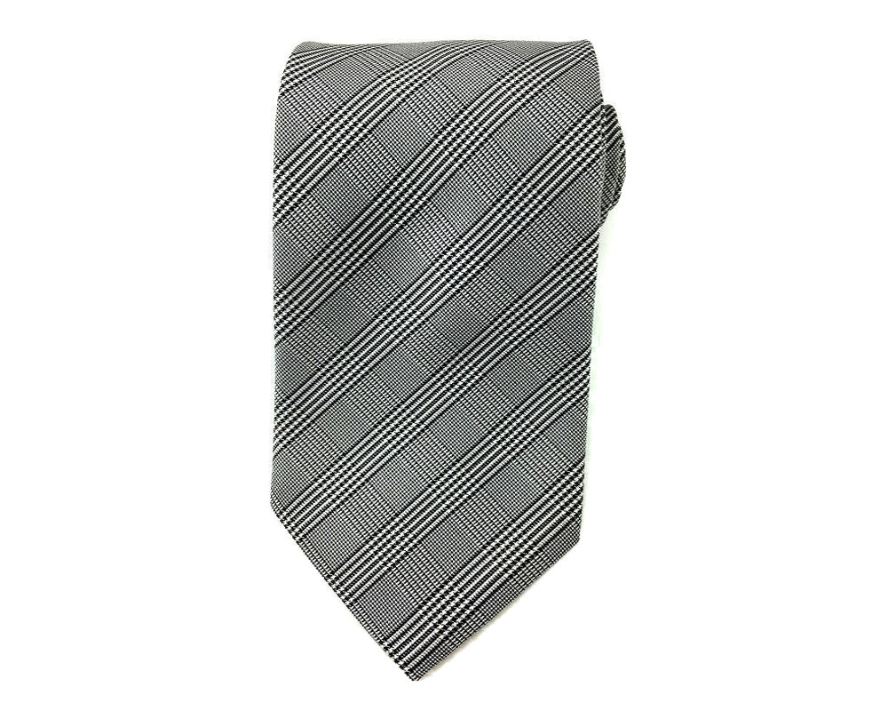 Black Grey White Plaid Necktie