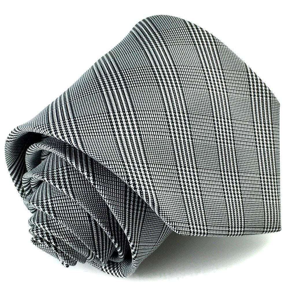Black Grey White Plaid Neck Tie
