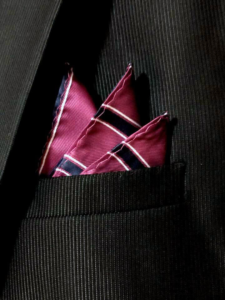 black striped pocket square