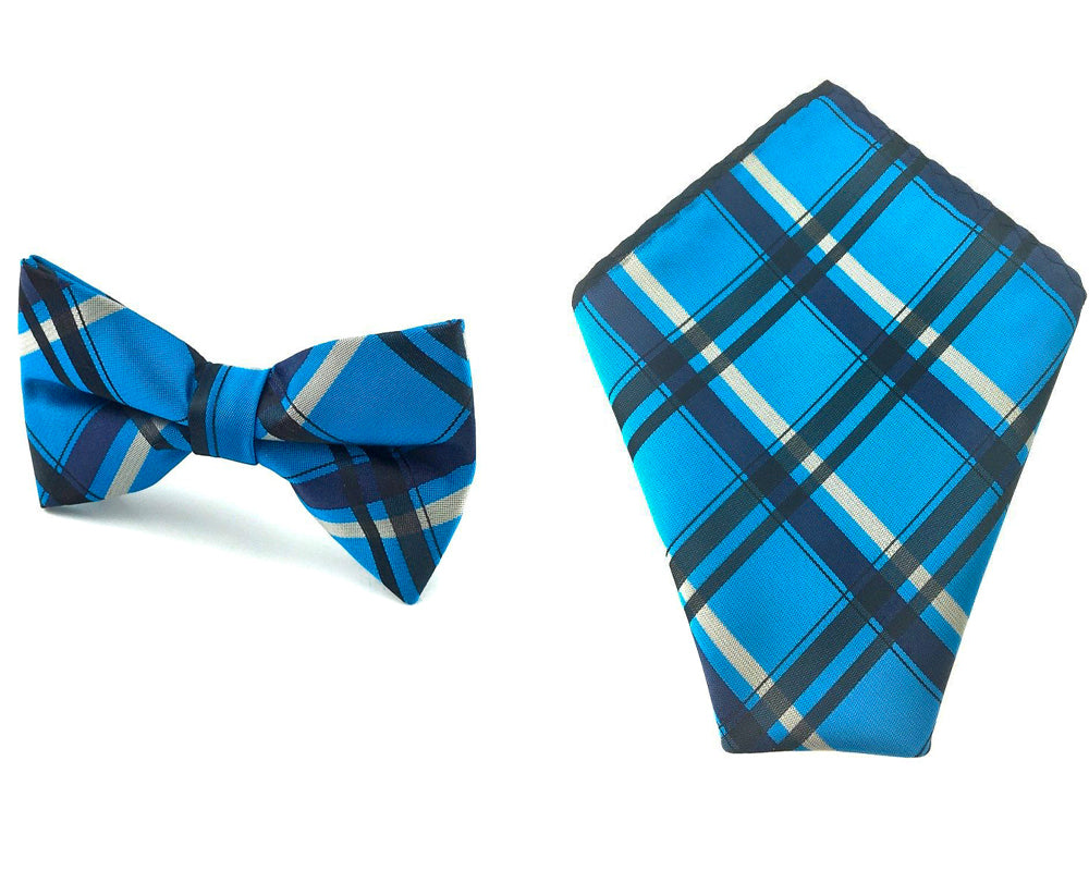 cobalt blue bowtie hanky set