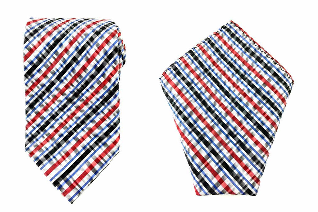 tri colored necktie hankie set