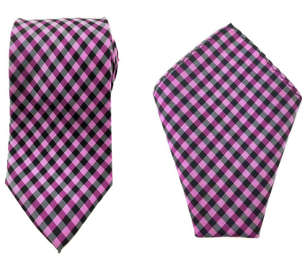 gingham necktie pocket square