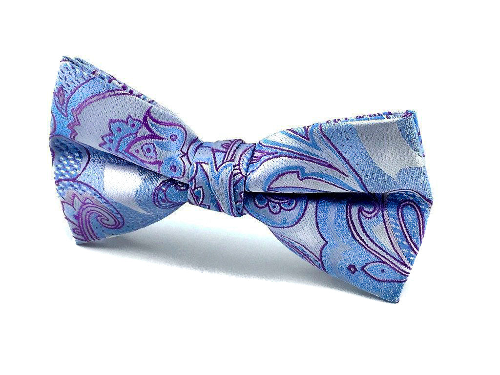 blue paisley bow tie