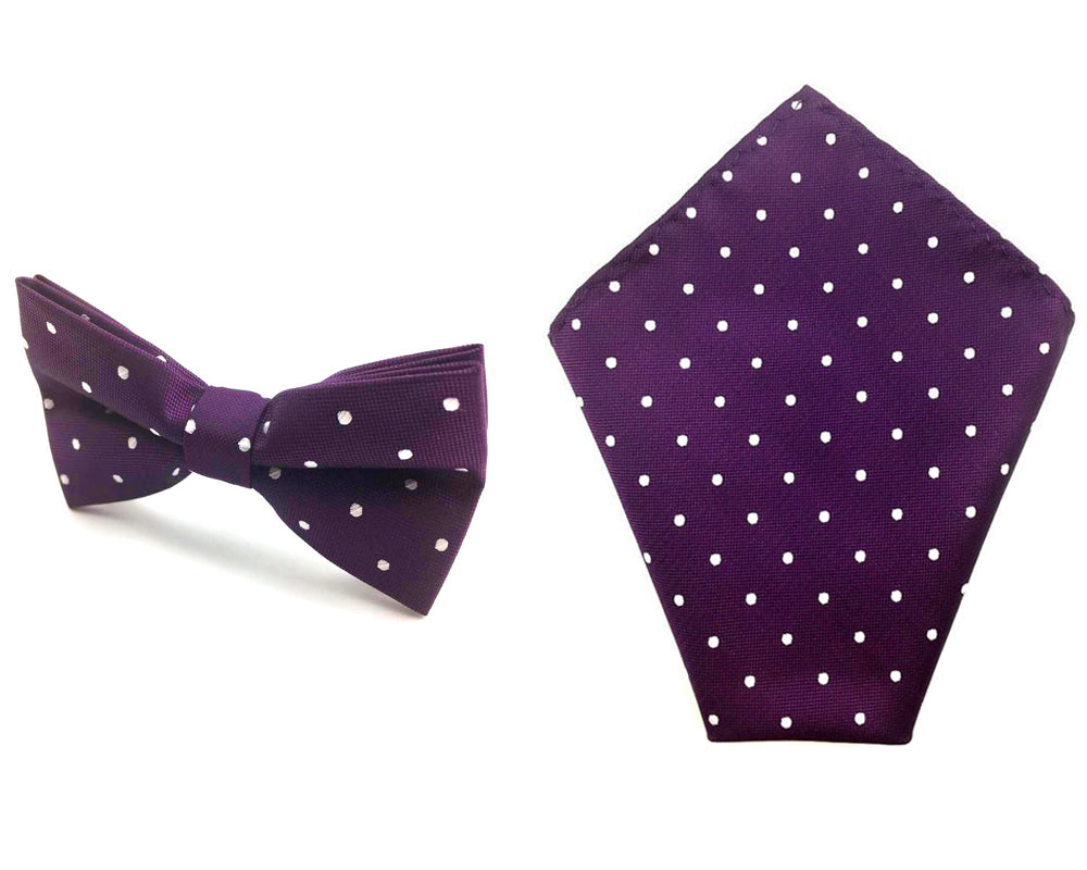 violet bowtie handkerchief set