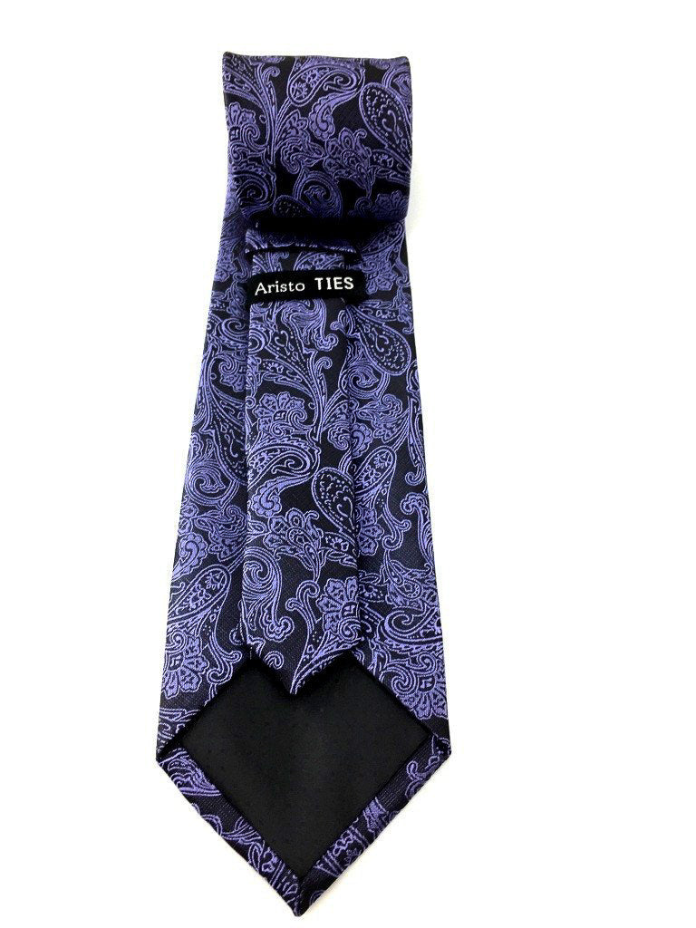 Black Purple Paisley Neck Tie
