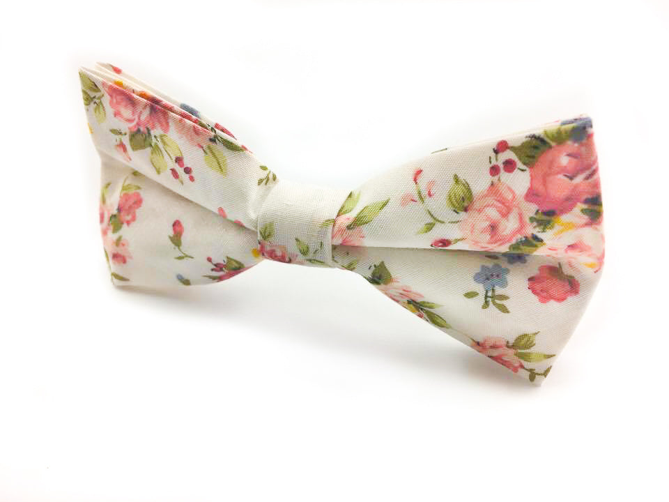 mens red floral bow tie