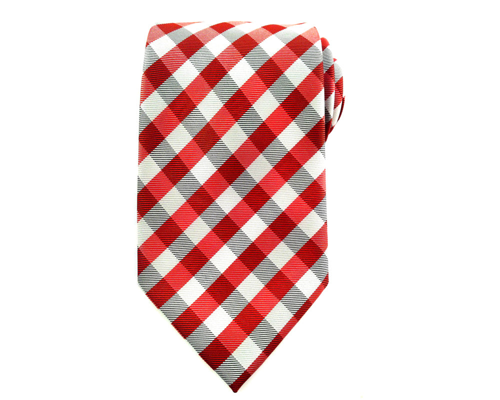 Red Black White Check Necktie
