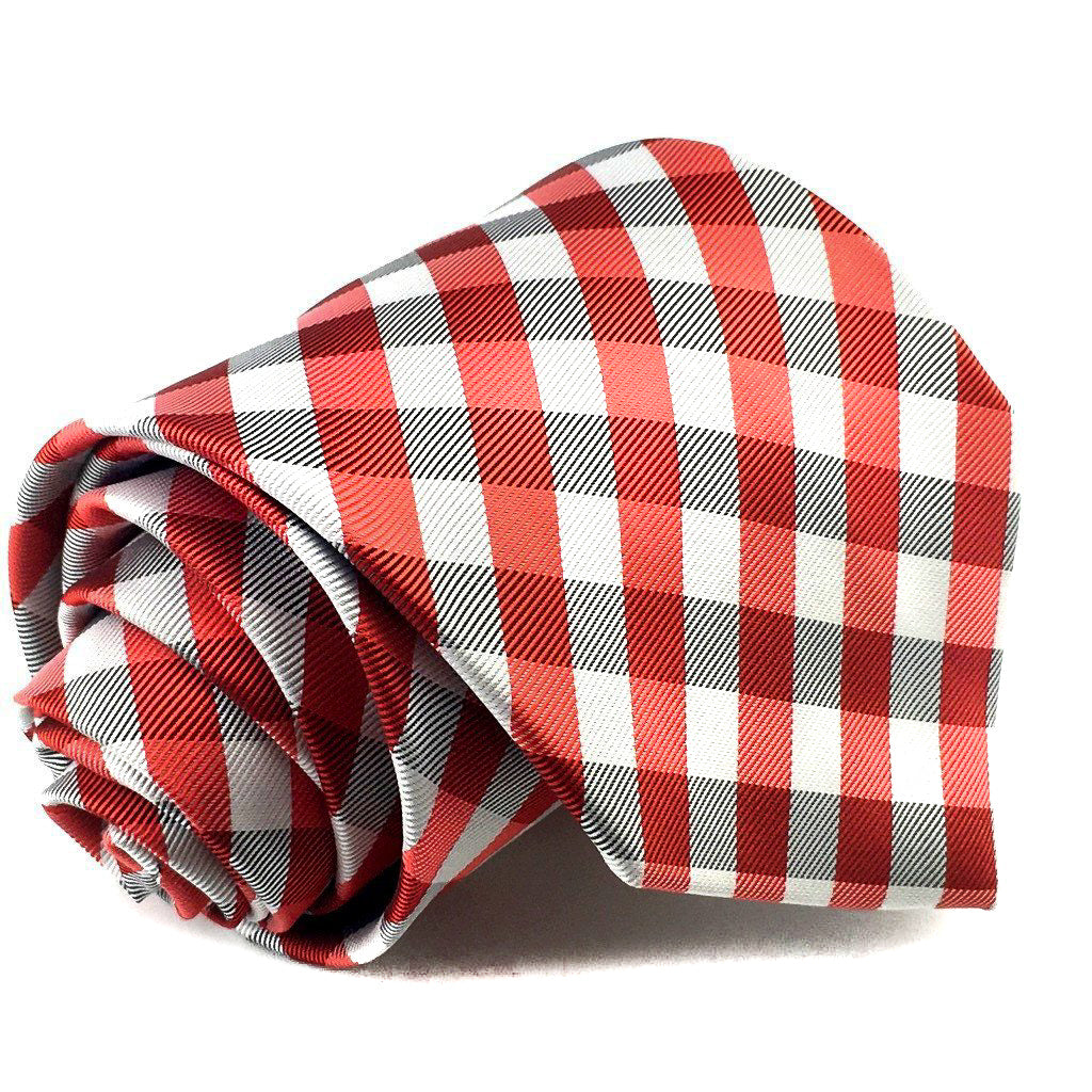 Red Black White Checkered Neck tie