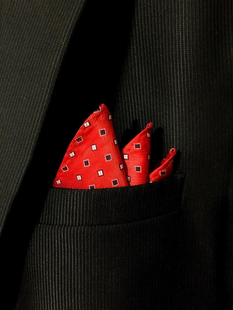 red pocket square for him