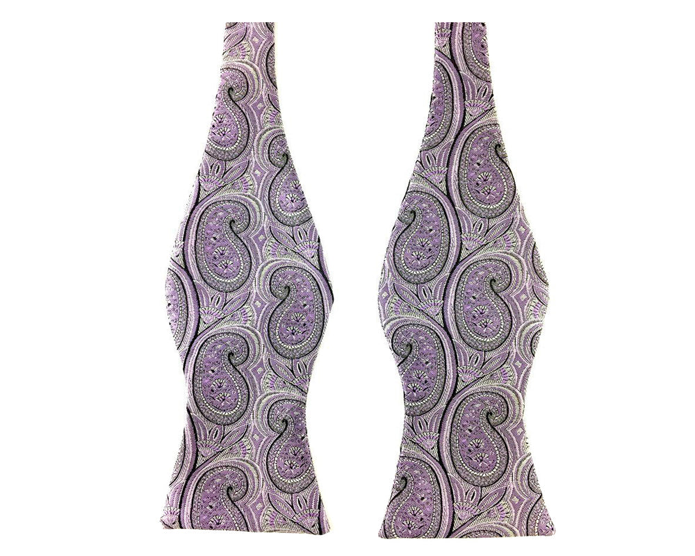 Purple Floral Paisley Self-Tied Bow Tie