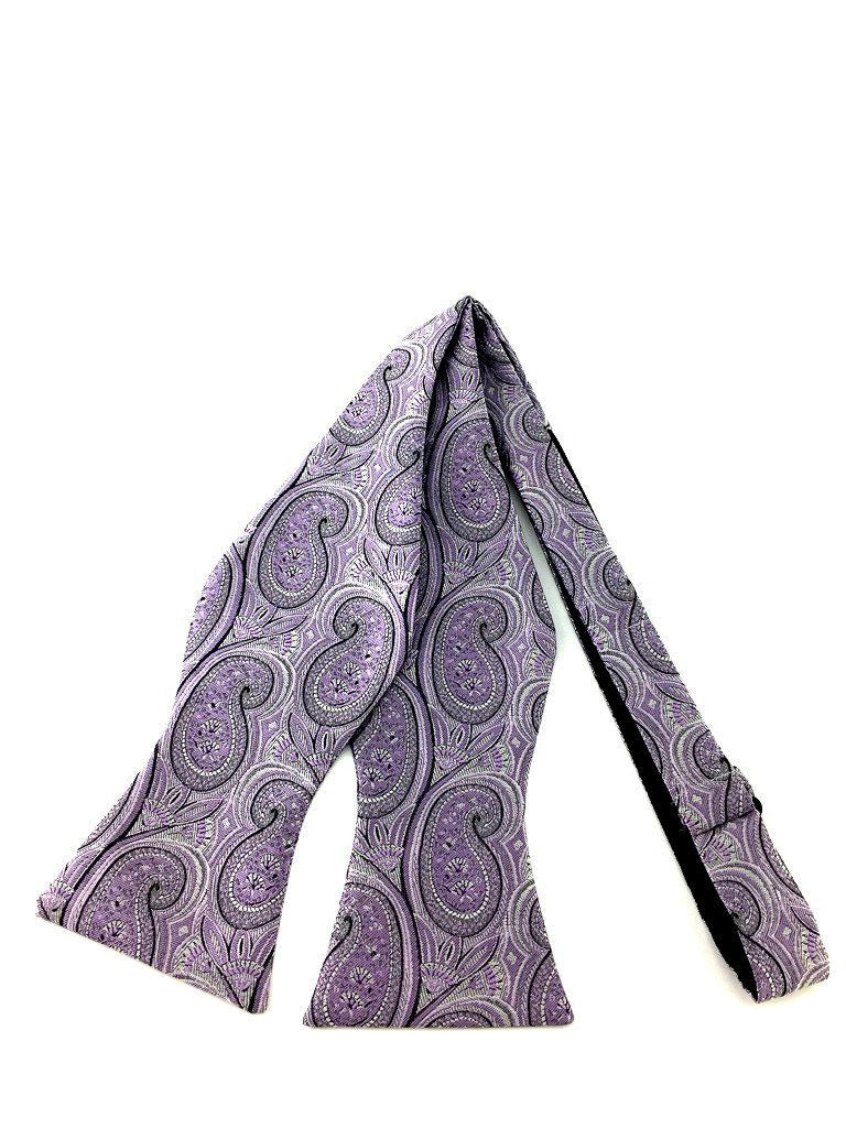 Purple Floral Paisley Self-Tied Bow Tie
