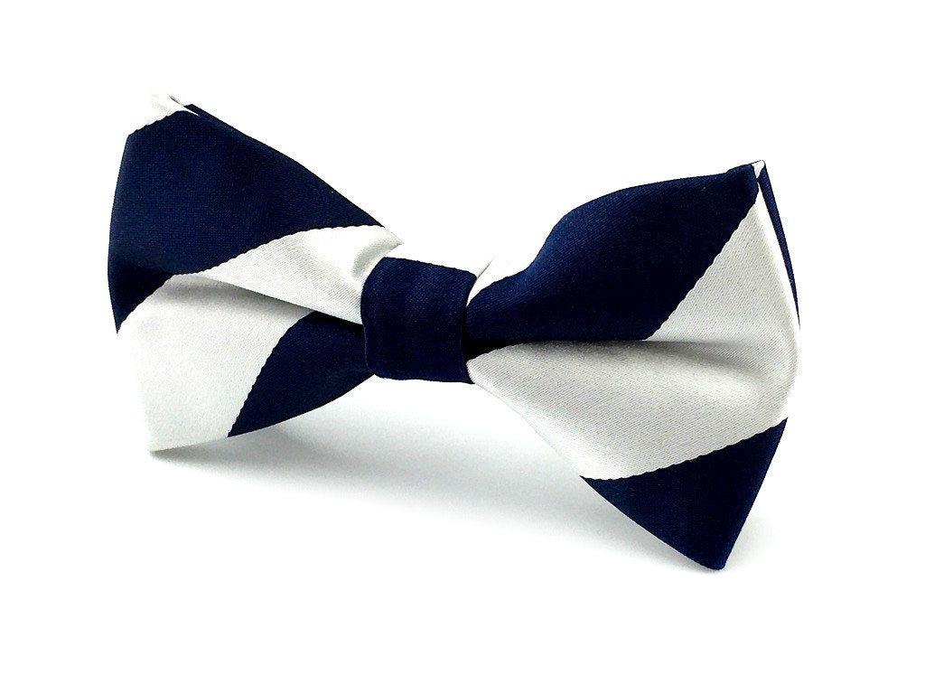 silver striped pre-tied bowtie